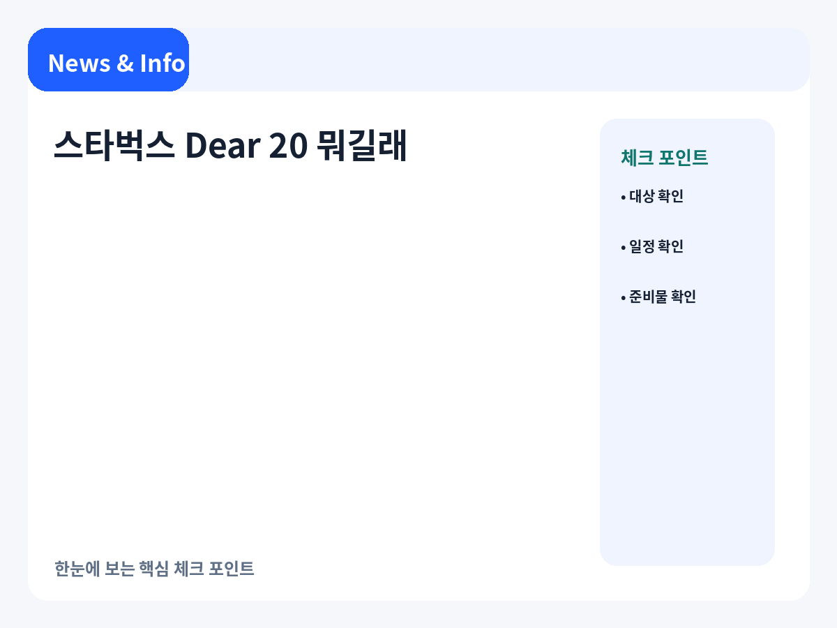 스타벅스 Dear 20 혜택과 가입 조건을 정리한 안내 이미지