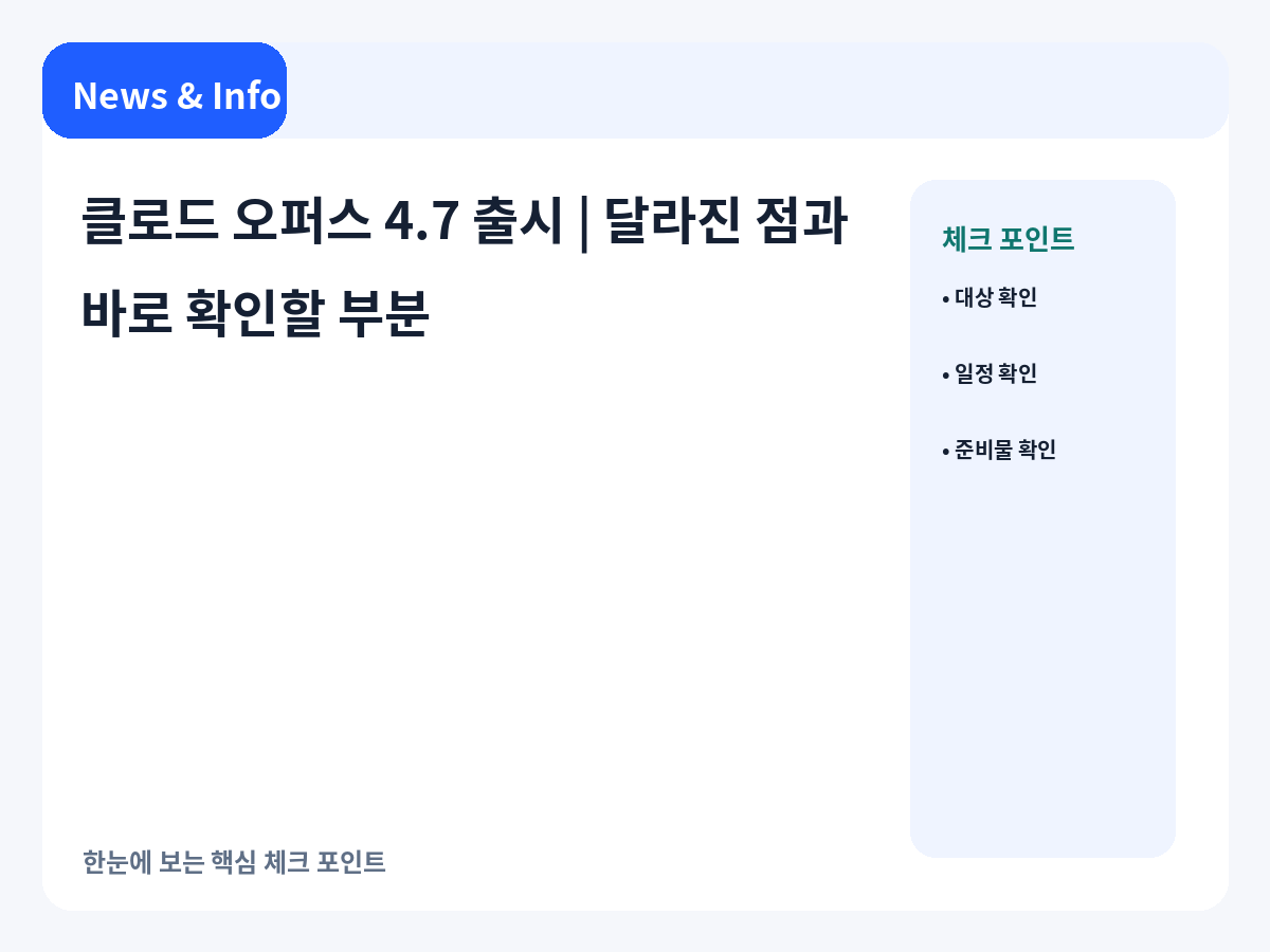 클로드 오퍼스 4.7 출시 후 확인할 포인트를 요약한 안내 이미지