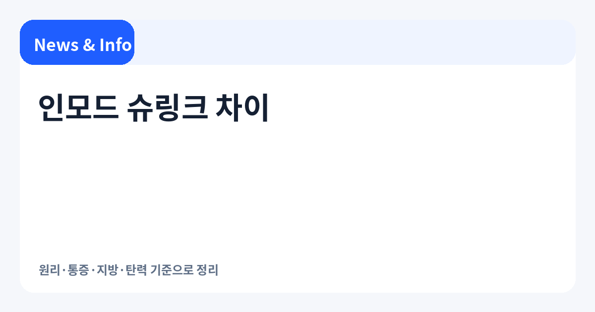 인모드 슈링크 차이 | 원리·통증·지방·탄력 기준으로 정리