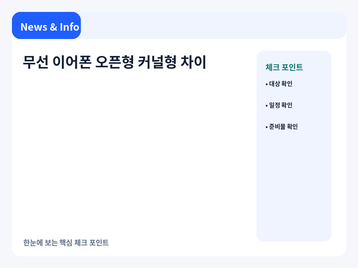 무선 이어폰 오픈형과 커널형 차이를 착용감과 차음성 기준으로 정리한 안내 이미지